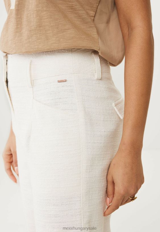 XV8H645 nők Mexx egyenes láb magas derékú pantalon krém fehér bézs