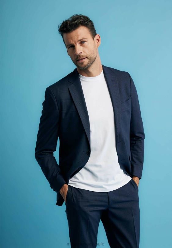 XV8H6467 férfiak Mexx egymellű kockás blézer haditengerészet kék