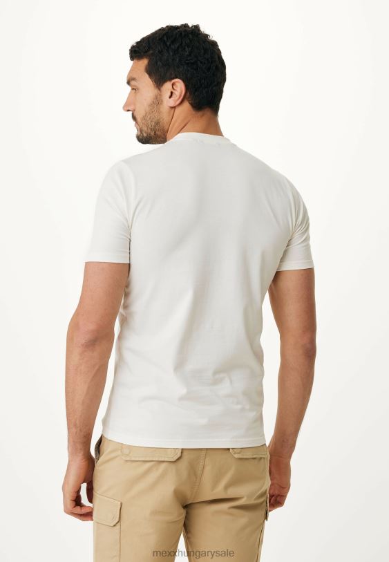 XV8H6473 férfiak Mexx rövid ujjú póló csíkos mellkasmintás törtfehér bézs