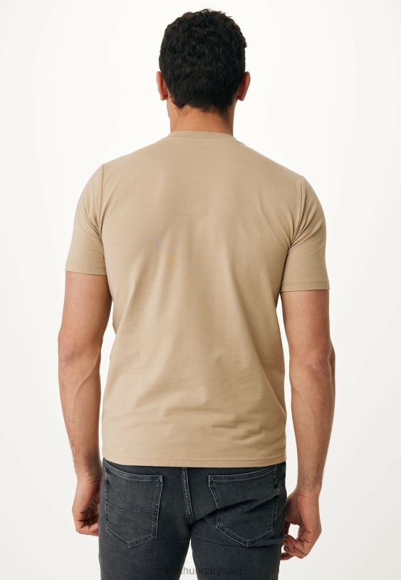 XV8H6475 férfiak Mexx rövid ujjú póló csíkos mellkasmintás homok bézs