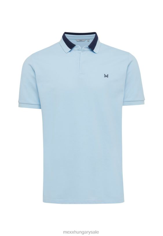 XV8H6483 férfiak Mexx rövid ujjú polo színes blokk gallér friss kék