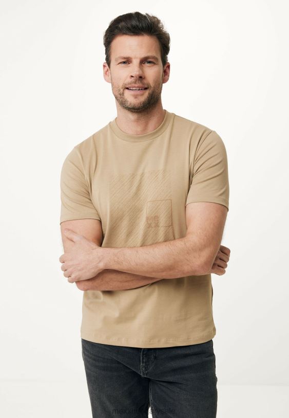 XV8H6486 férfiak Mexx póló rövid ujjú gumimintás homok bézs