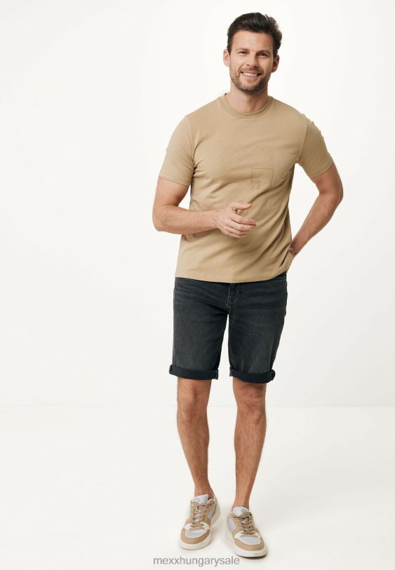 XV8H6486 férfiak Mexx póló rövid ujjú gumimintás homok bézs