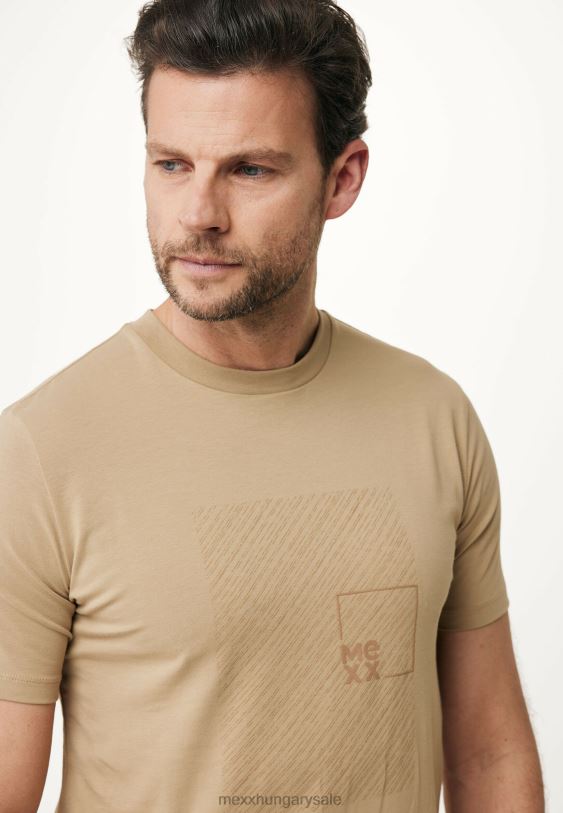 XV8H6486 férfiak Mexx póló rövid ujjú gumimintás homok bézs