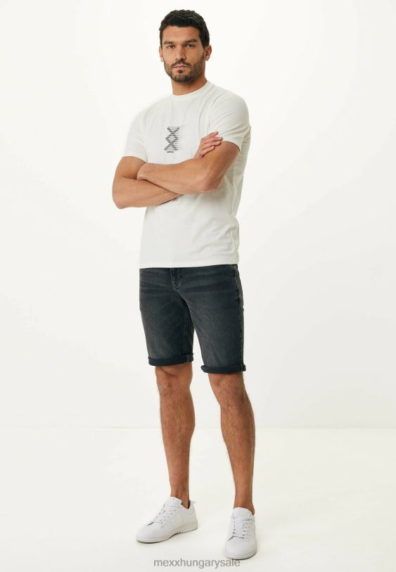 XV8H6488 férfiak Mexx póló rövid ujjú gumimintás törtfehér bézs