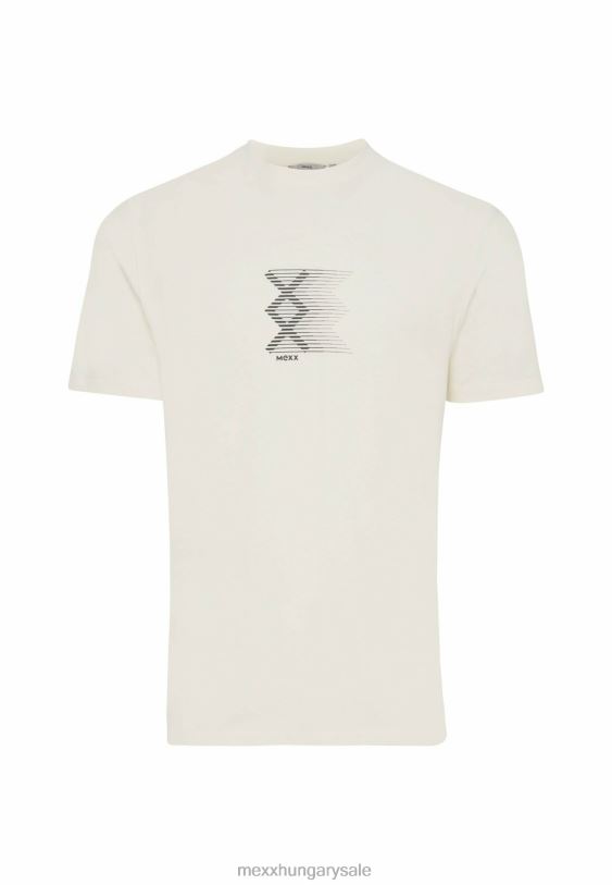 XV8H6488 férfiak Mexx póló rövid ujjú gumimintás törtfehér bézs