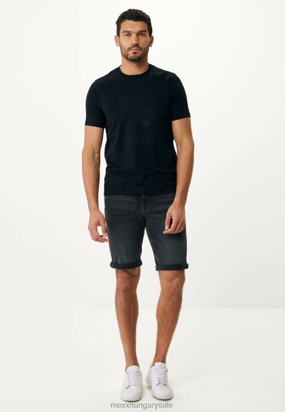 XV8H6489 férfiak Mexx póló rövid ujjú gumimintás fekete schwarz