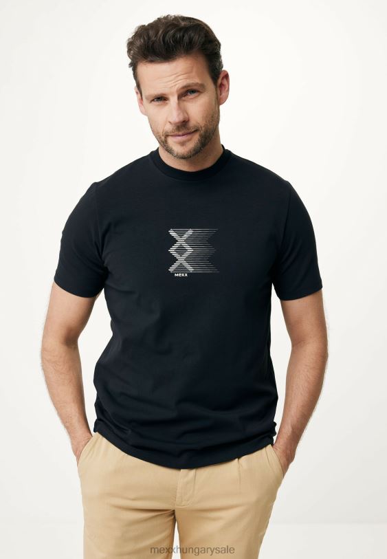 XV8H6490 férfiak Mexx póló rövid ujjú gumimintás fekete schwarz
