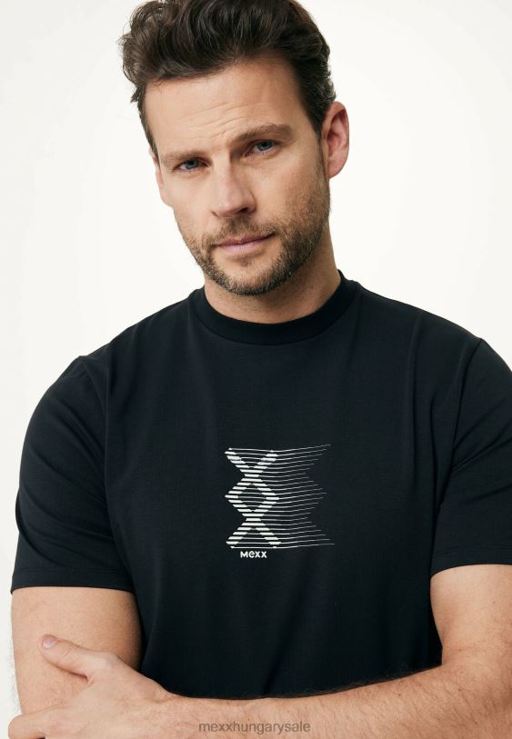 XV8H6490 férfiak Mexx póló rövid ujjú gumimintás fekete schwarz