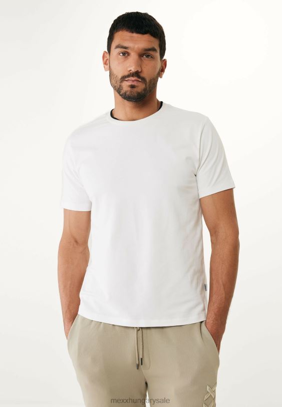 XV8H6493 férfiak Mexx póló rövid ujjú fonalfesték törtfehér bézs