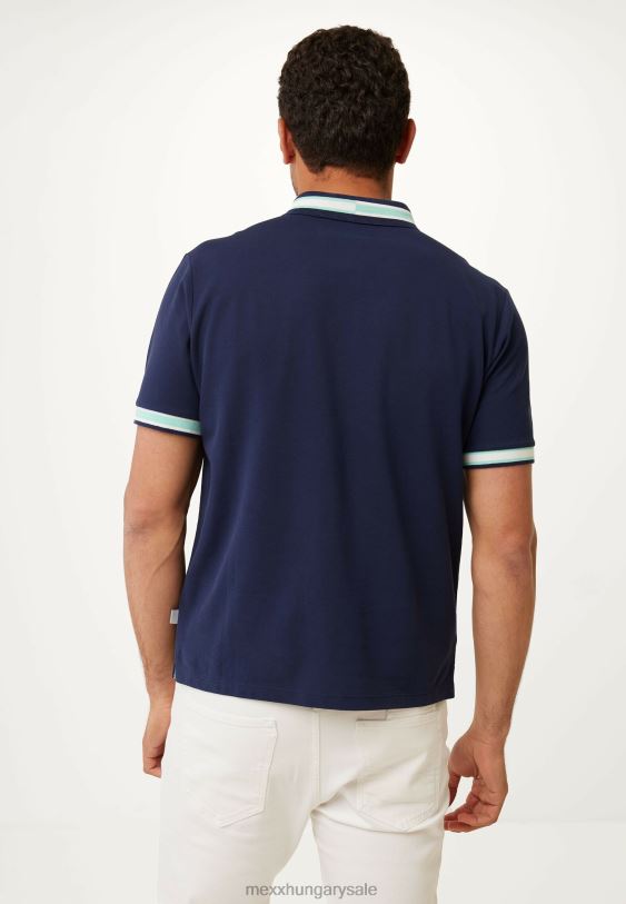 XV8H6494 férfiak Mexx rövid ujjú pique polo fonal festék sötétkék kék