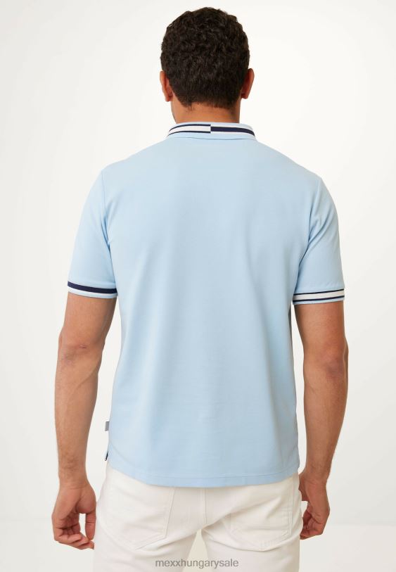 XV8H6496 férfiak Mexx rövid ujjú piké póló fonalfesték friss kék