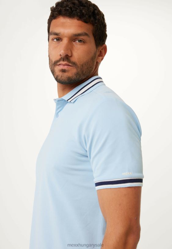 XV8H6496 férfiak Mexx rövid ujjú piké póló fonalfesték friss kék