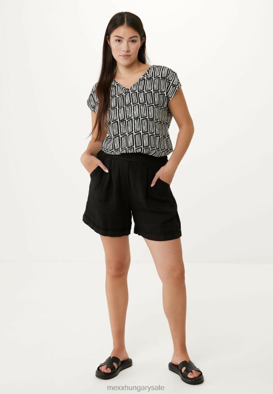 XV8H650 nők Mexx vászon rövidnadrág fekete schwarz