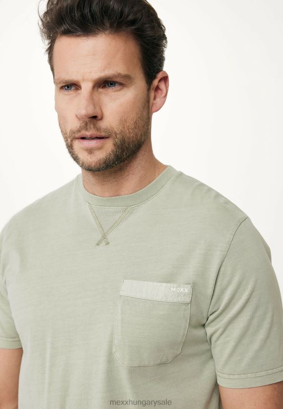 XV8H6508 férfiak Mexx ruhafesték rövid ujjú póló kifakult zöld