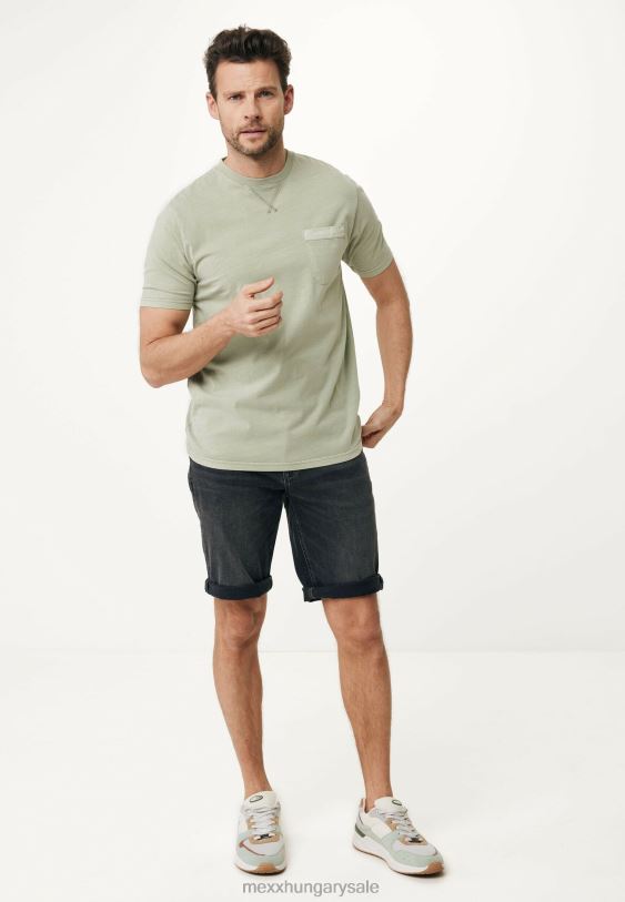 XV8H6508 férfiak Mexx ruhafesték rövid ujjú póló kifakult zöld