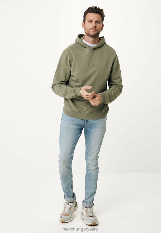XV8H6514 férfiak Mexx ruhafesték kapucnis pulóver közép zöld