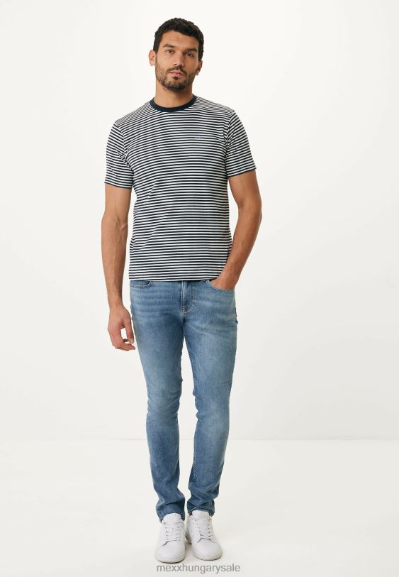 XV8H6519 férfiak Mexx póló csíkos sötétkék kék