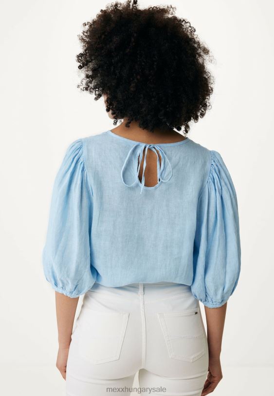XV8H652 nők Mexx vászon felső léggömb ujjak világos kék