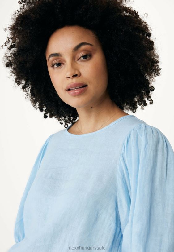 XV8H652 nők Mexx vászon felső léggömb ujjak világos kék