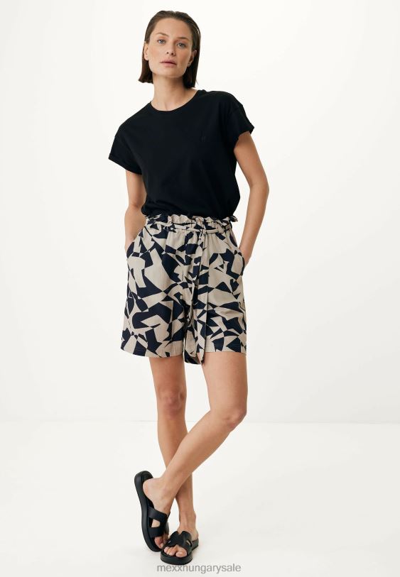 XV8H654 nők Mexx papírzacskós derék rövidnadrág nyomott bézs