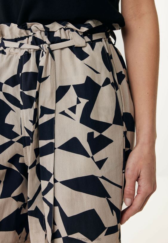 XV8H654 nők Mexx papírzacskós derék rövidnadrág nyomott bézs