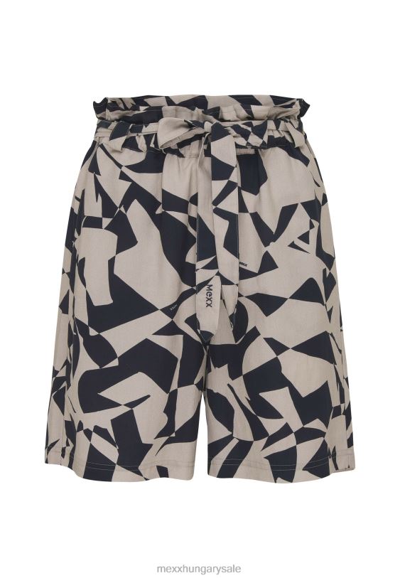 XV8H654 nők Mexx papírzacskós derék rövidnadrág nyomott bézs