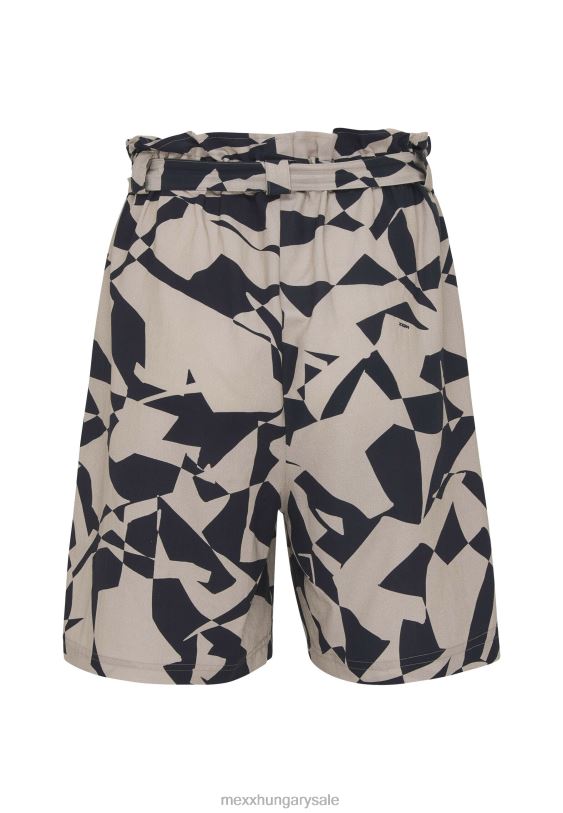 XV8H654 nők Mexx papírzacskós derék rövidnadrág nyomott bézs