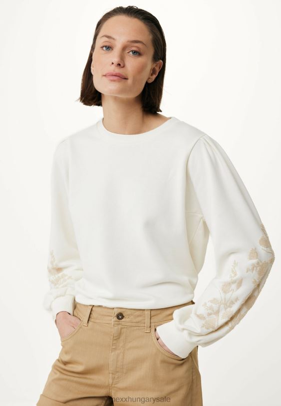 XV8H656 nők Mexx legénységi nyakú pulóverujjú fehér