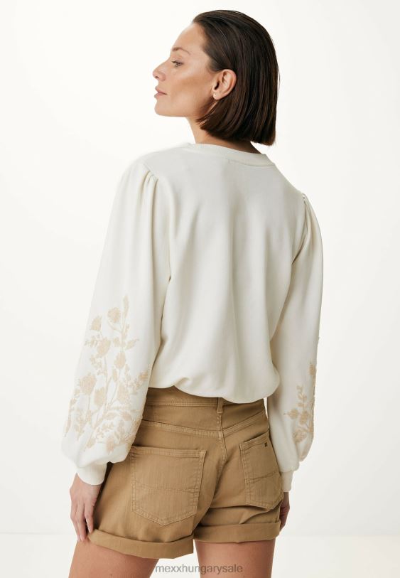 XV8H656 nők Mexx legénységi nyakú pulóverujjú fehér