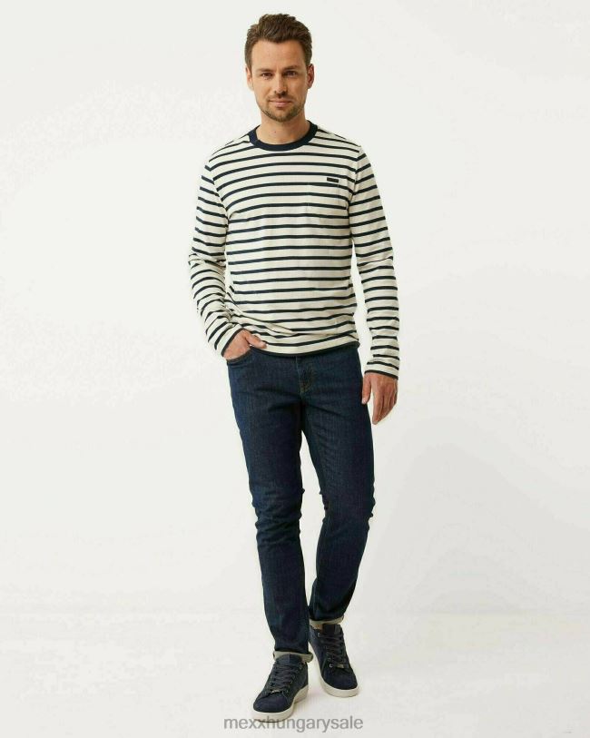 XV8H6608 férfiak Mexx csíkos póló ls off fehér