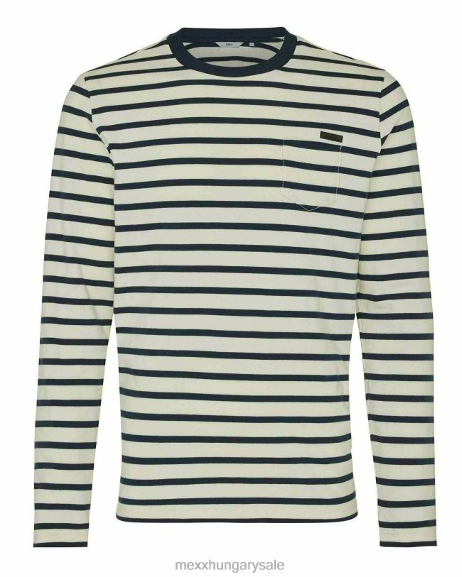 XV8H6608 férfiak Mexx csíkos póló ls off fehér