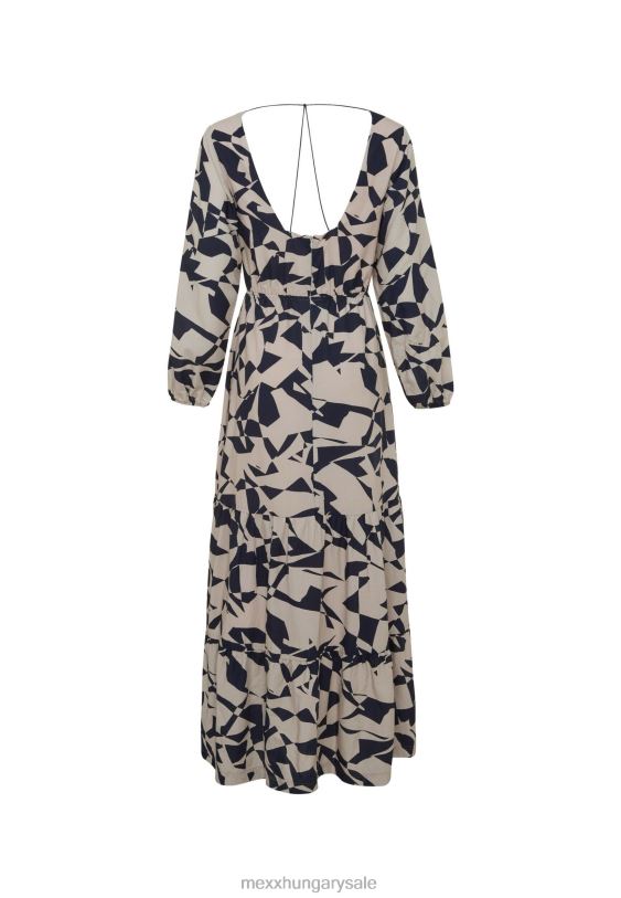 XV8H665 nők Mexx hosszú ujjú V-nyakú ruha bézs