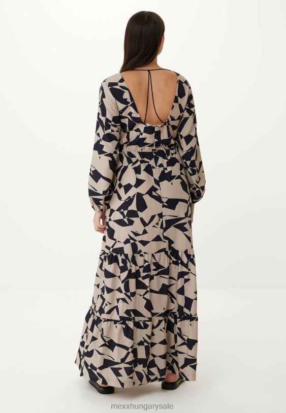 XV8H665 nők Mexx hosszú ujjú V-nyakú ruha bézs