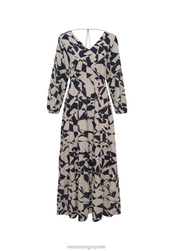 XV8H665 nők Mexx hosszú ujjú V-nyakú ruha bézs