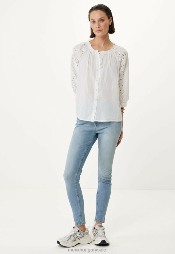 XV8H667 nők Mexx blúz broider ujjú fehér