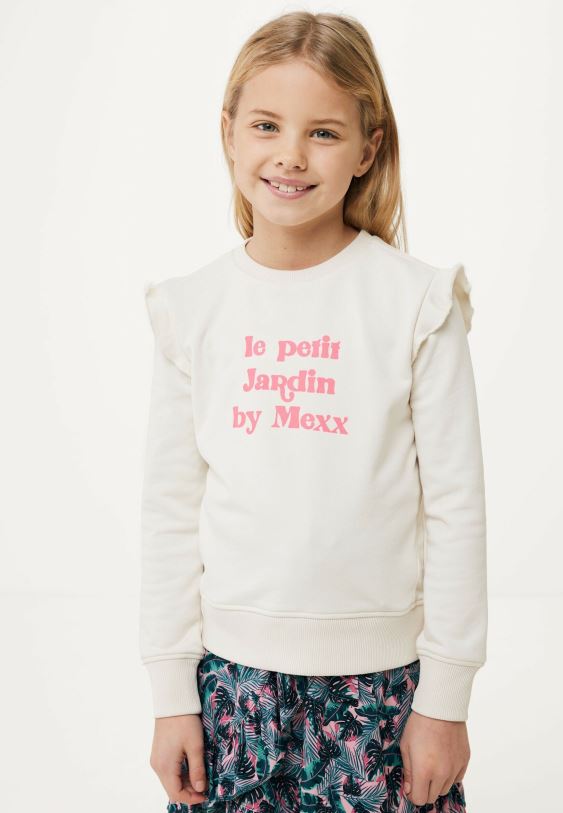 XV8H6753 lányok Mexx pulóver fodros törtfehér bézs
