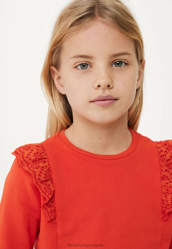 XV8H6754 lányok Mexx pulóver broider fodros piros