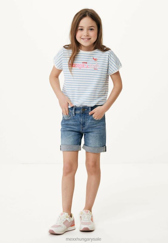 XV8H6758 lányok Mexx rövid derékközép karcsú láb rövid farmer világos vintage kék