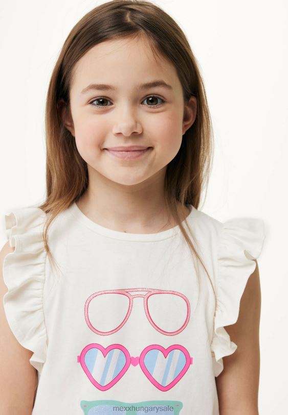 XV8H6761 lányok Mexx rövid ujjú törtfehér póló bézs