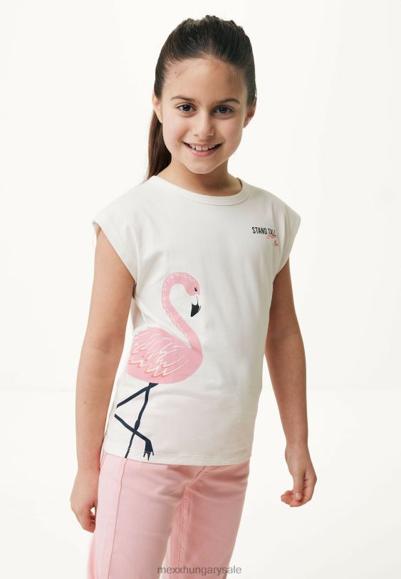 XV8H6764 lányok Mexx póló grafika törtfehér bézs