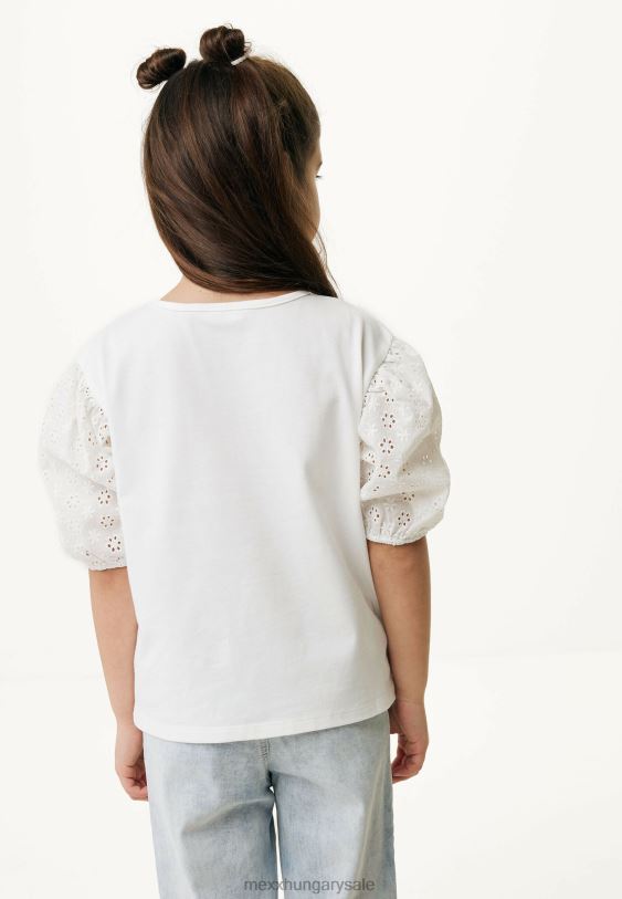 XV8H6765 lányok Mexx póló broider ujjú törtfehér bézs