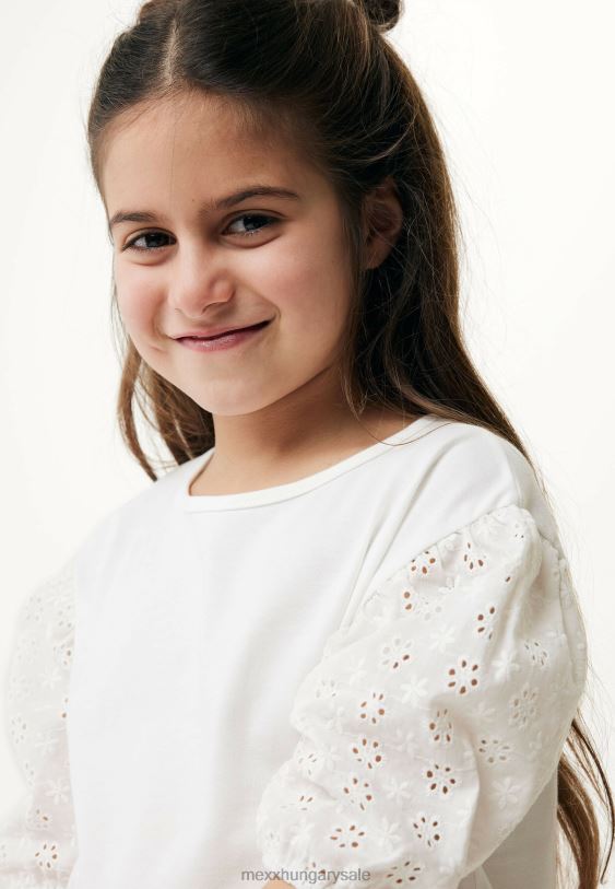 XV8H6765 lányok Mexx póló broider ujjú törtfehér bézs