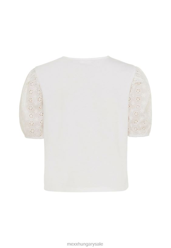 XV8H6765 lányok Mexx póló broider ujjú törtfehér bézs