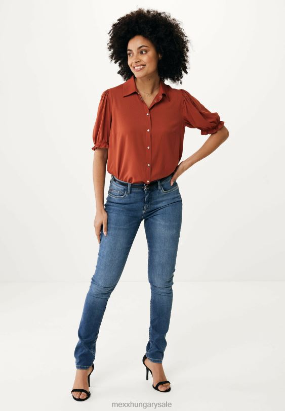 XV8H678 nők Mexx 1/2 puff ujjú blúz tégla narancs