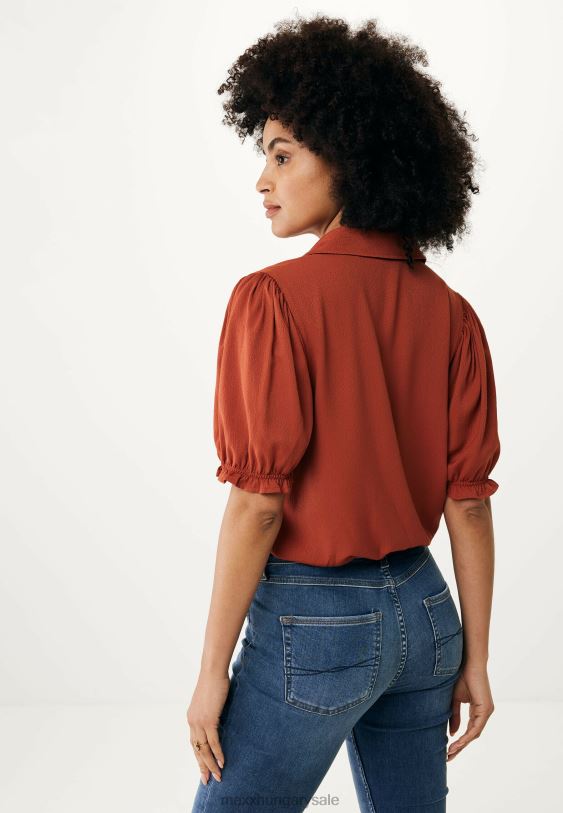 XV8H678 nők Mexx 1/2 puff ujjú blúz tégla narancs