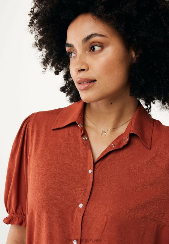 XV8H678 nők Mexx 1/2 puff ujjú blúz tégla narancs