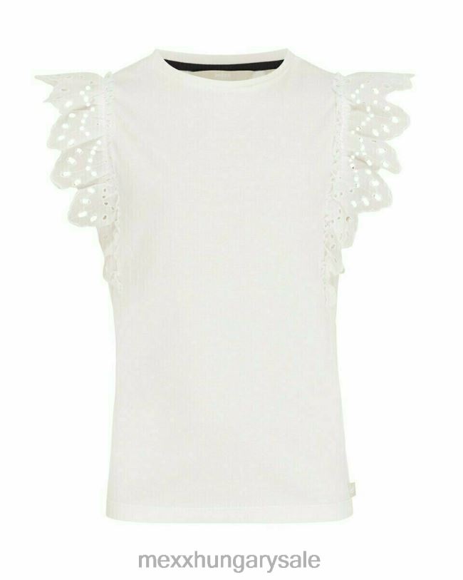 XV8H6783 lányok Mexx broidery ujjú felső fehér fehér