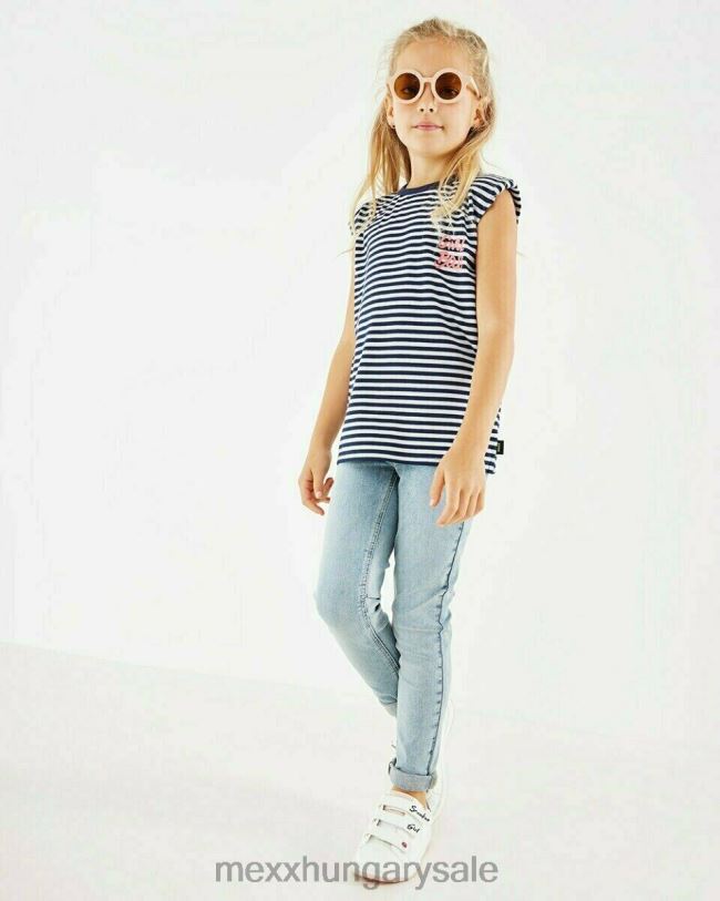 XV8H6784 lányok Mexx csíkos felső vállpárnák törtfehér fehér