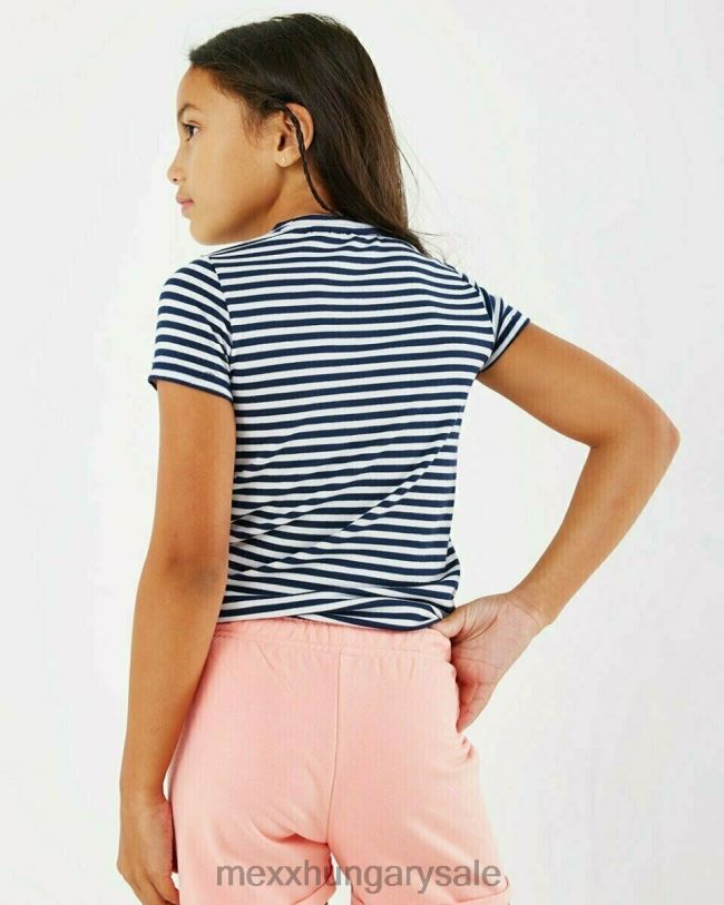 XV8H6801 lányok Mexx csíkos műalkotás törtfehér póló fehér